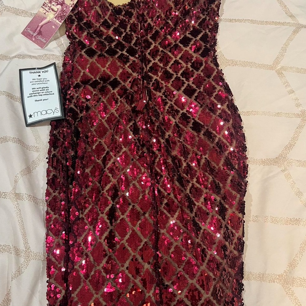 Macy's Strapless Sequin Dress in Red and Black